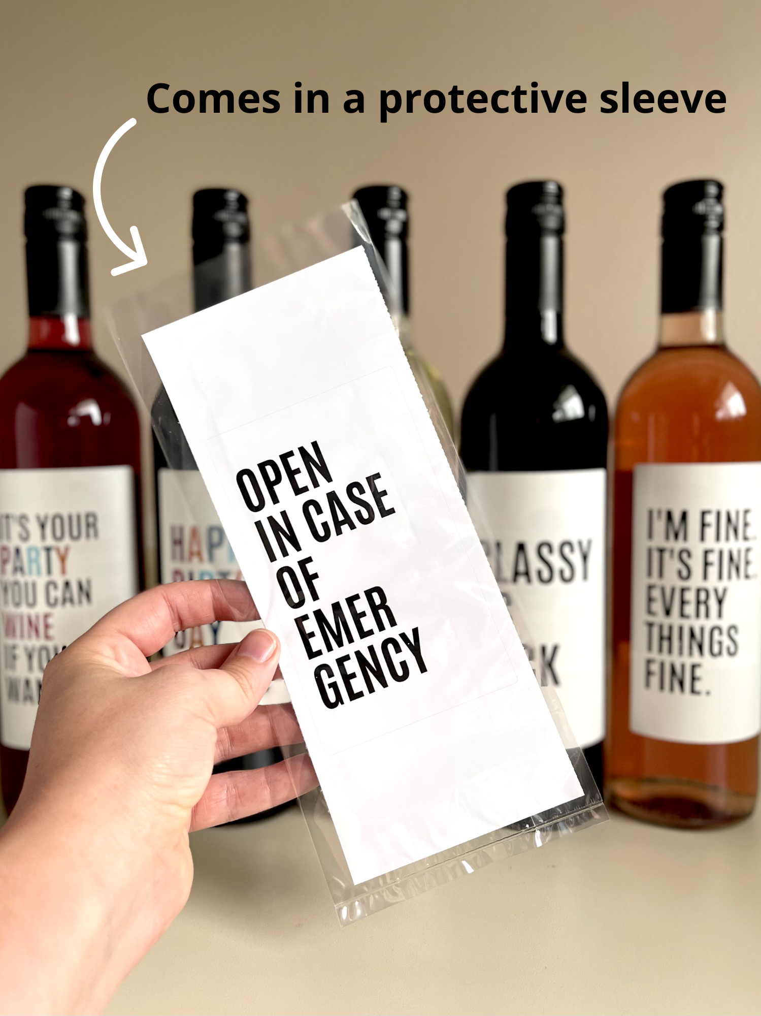 OPEN IN CASE OF EMERGENCY- Wine Label