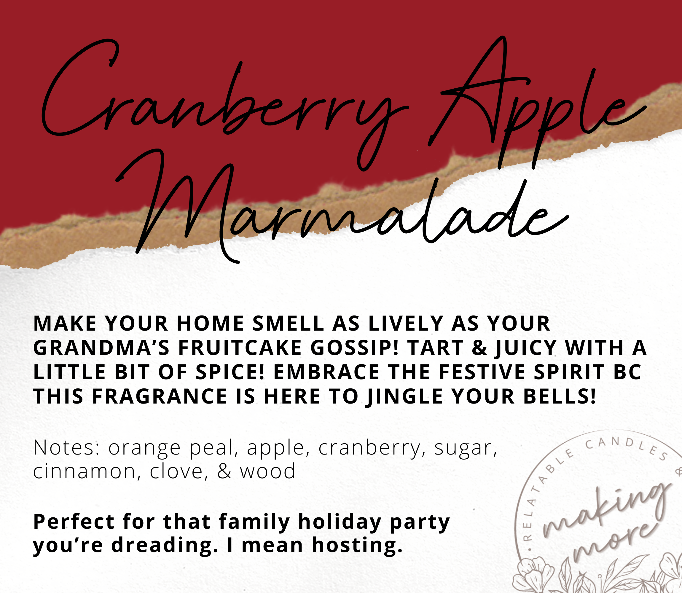 FESTIVE AS FUCK Wax Melt- Cranberry Apple Marmalade