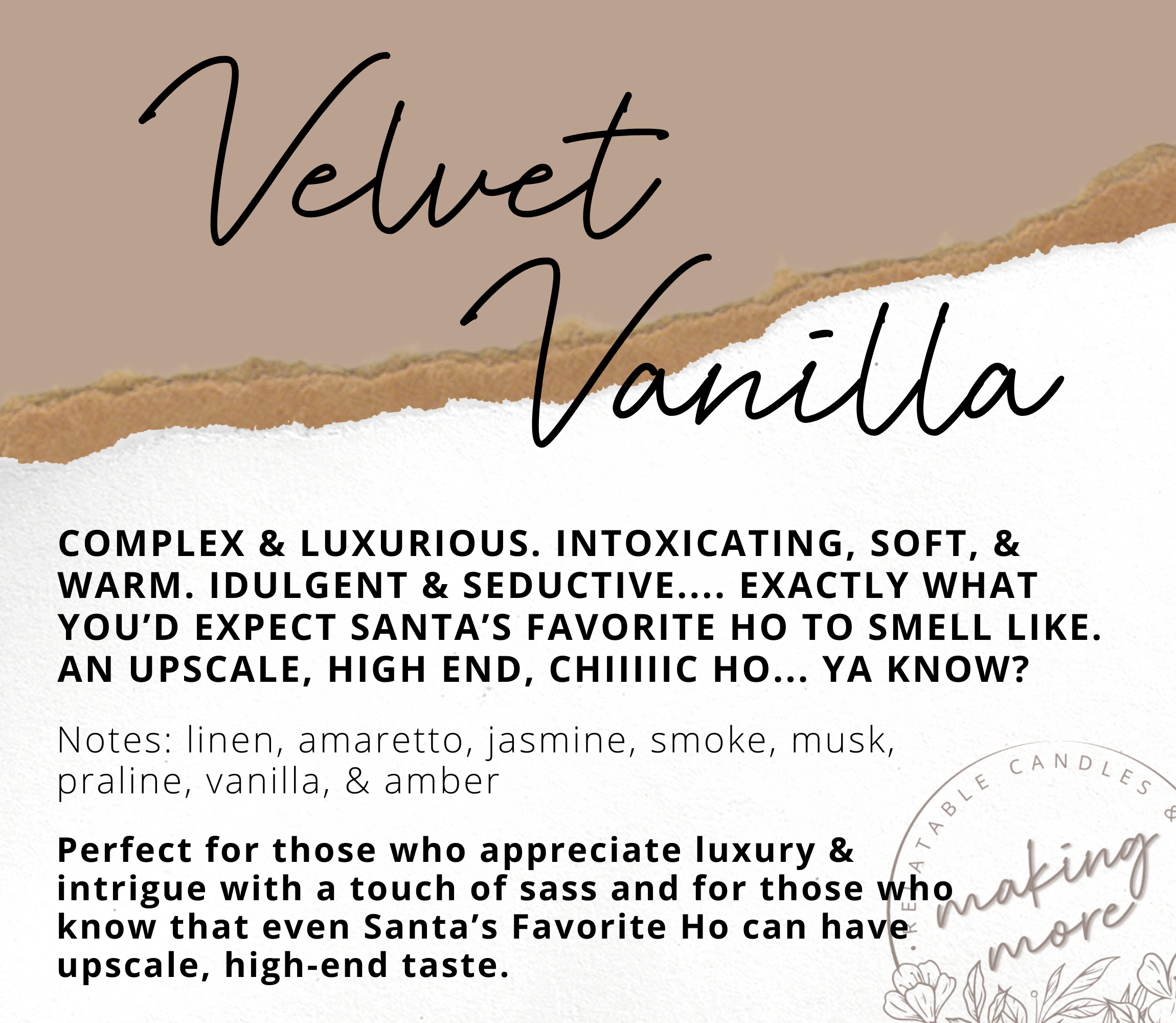 SANTA'S FAVORITE HO Candle- Velvet Vanilla